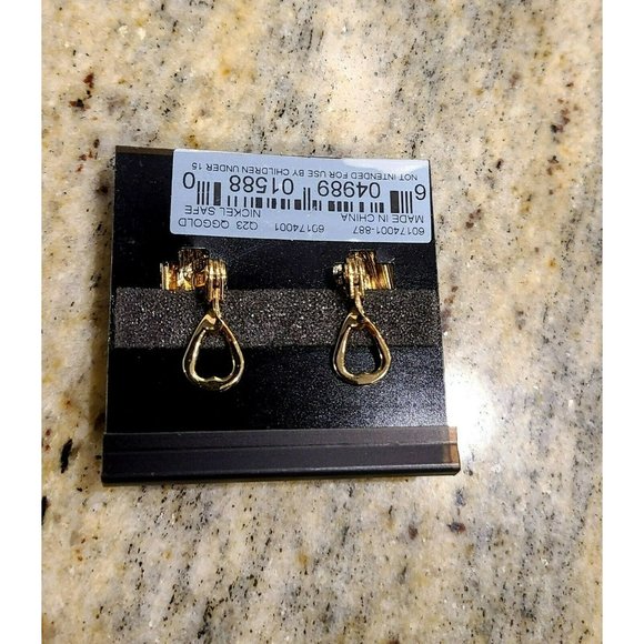 Vintage JJG Jonette Jewelry.Gold Tone Rounded Rectangle Pillow Earrings. Clip on - Picture 9 of 11